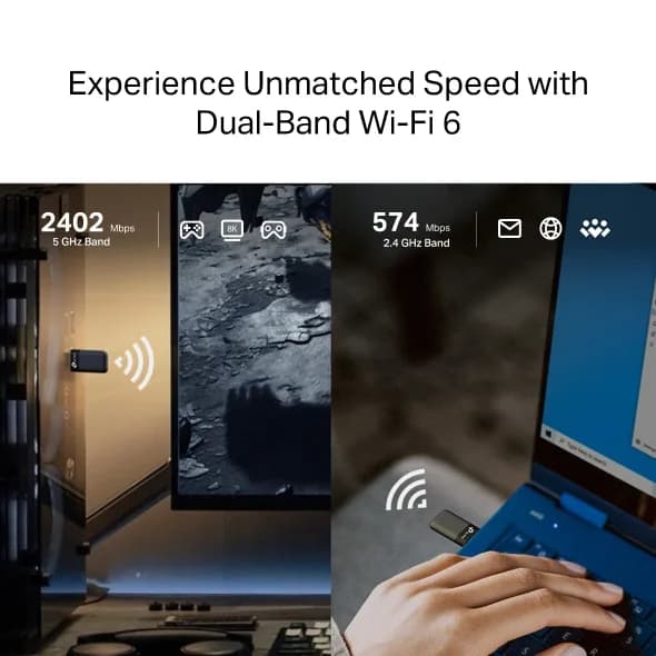 ADAPTOR RETEA TP-Link, Wi-Fi 6 AX3000 Dual-Band, MU-MIMO, USB 3.0, WPA3, "Archer TX50U" — miniatură