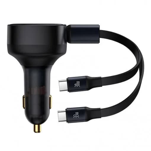 INCARCATOR auto Baseus Tiny Star, Quick Charge 33W, cablu integrat 2 x USB Type-C, negru "C00035500111-00" - 6932172629267
