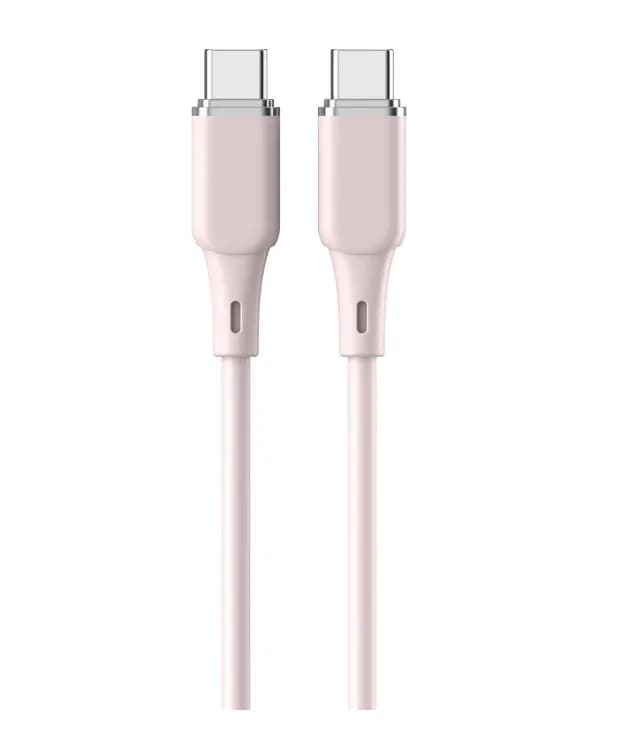 Cablu Lemontti Liquid SiliconType-C la Type-C, Fast Charge, PD 60W, lungime 1.2m, Roz