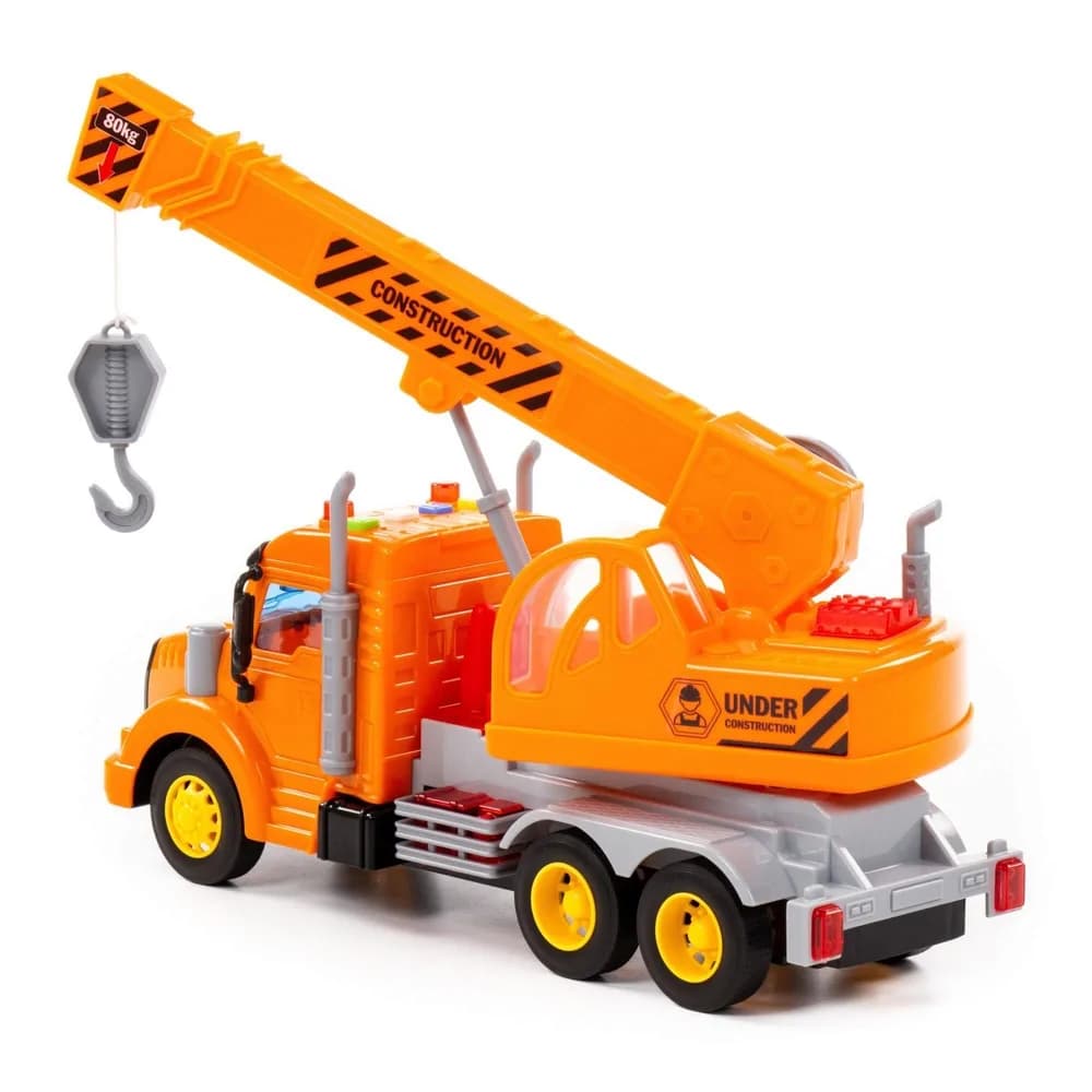 Camion constructii + macara, cu lumina si sunet, 33.5x11.5x18.5 cm, Polesie — miniatură