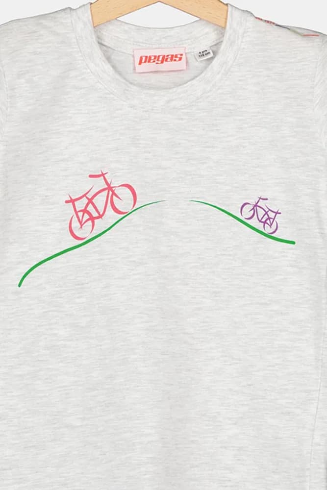TRICOU CASUAL BICICLETE FAMILIE COPII LIGHT GREY-M — miniatură