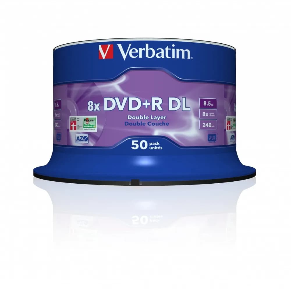 DVD+R VERBATIM 8.5GB, 240min, viteza 8x, 50 buc, Double Layer, spindle, "Matt Silver" "43758" — miniatură