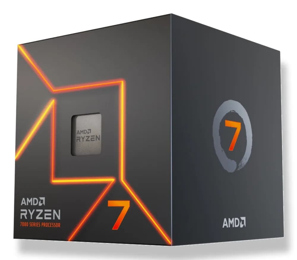 AMD CPU Desktop Ryzen 7 8C/16T 7700 (5.3GHz Max, 40MB,65W,AM5) box, with Radeon Graphics and Wraith Stealth Cooler "100-100000592SBX"