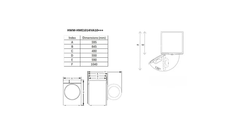 Masina de spalat rufe HEINNER HWM-HME1014IVA10+++, 10 kg, 1400 rpm, Clasa: A, Alb — miniatură
