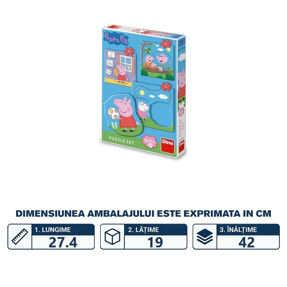 Puzzle 3 in 1, Peppa Pig - DINO TOYS — miniatură