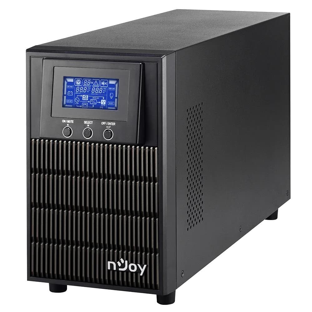 UPS nJoy Aten PRO 2000, 2000VA/ 1800W, On-line, LCD Display, 3 Prize Schuko cu Protectie, Management, Tower, Dubla conversie, Frequency Range 40Hz ~ 70 Hz, Connection port RS232 / USB / Intelligent Port, Dimensiuni: 397 x 145 x 220 mm, Greutate: 17 kg, Negru