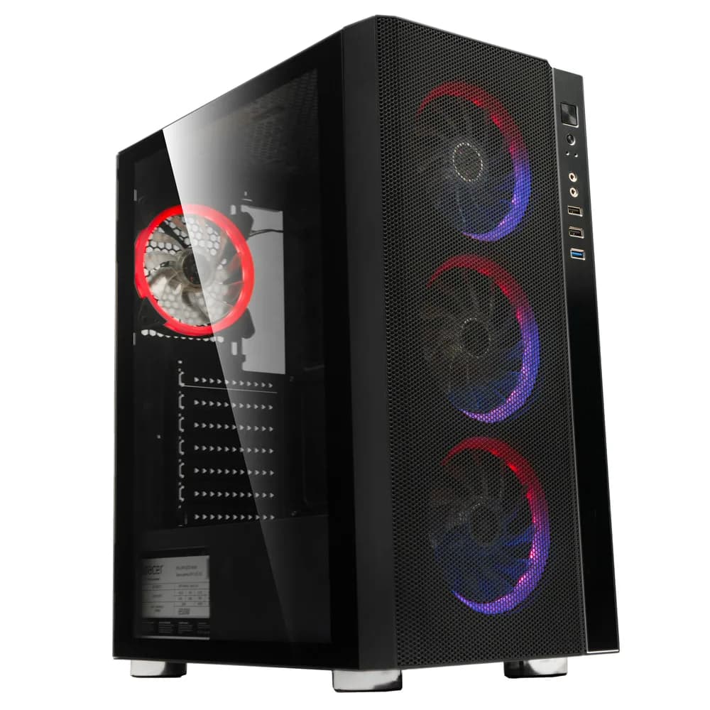 CARCASA SPACER - gaming, Middle Tower, ATX, "RAINBOW", fara sursa, sticla securizata, fara ventilatoare, USB 2.0 x 2, USB 3.0 x 1, HD-Audio, mesh, panou frontal plasa metalica+aluminiu, "SPCS-GC-RAINBOW-NF"