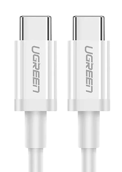 CABLU alimentare si date Ugreen, "US264", Fast Charging Data Cable pt. smartphone, USB Type-C la USB Type-C 60W/3A, nickel plating, PVC, 1.5m, alb "60519" - 6957303865192