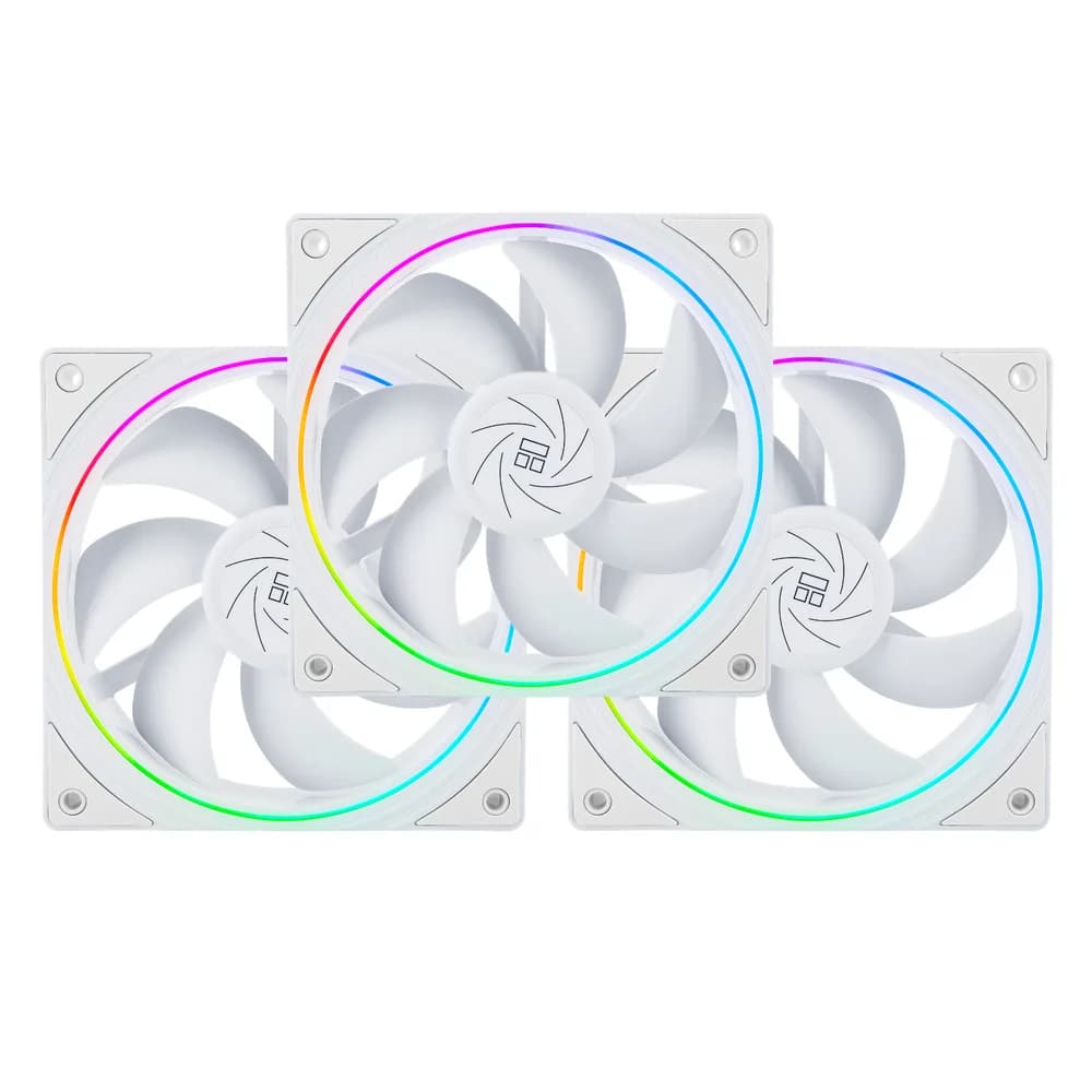 Set 3 ventilatoare Thermalright "TL-S12", 120mm, 1500 RPM, S-FDB Bearing, 47.6 CFM, LED ARGB, 4pin PWM, alb, "TL-S12-W-3"
