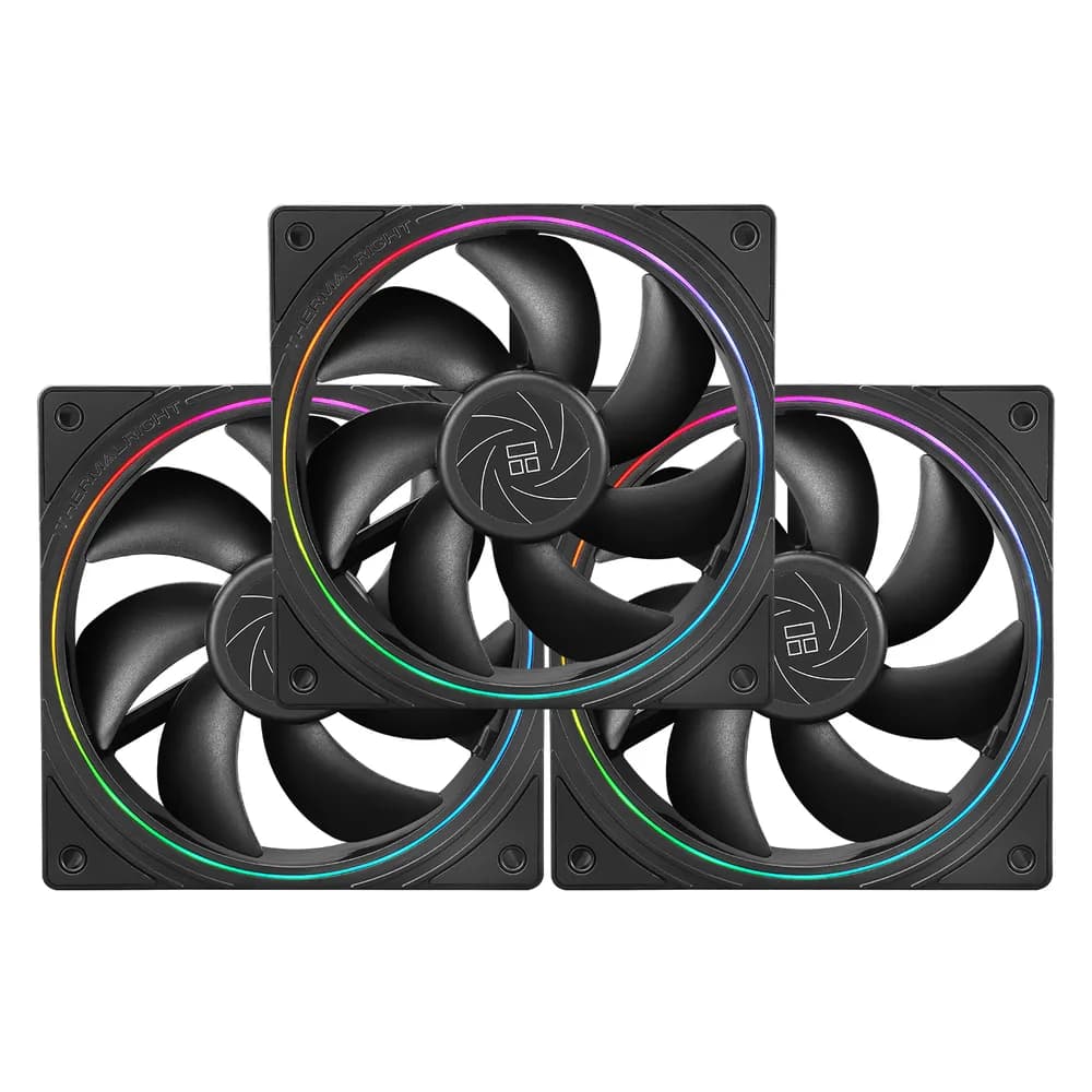 Set 3 ventilatoare Thermalright "TL-S12", 120mm, 1500 RPM, S-FDB Bearing, 47.6 CFM, LED ARGB, 4pin PWM, negru, "TL-S12-3"
