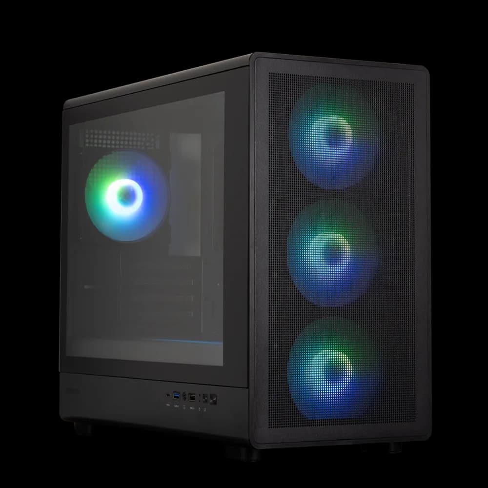 CARCASA Zalman "M5", mini tower, gaming, fara sursa, suporta 12xfan, 4xfan inclus, PSU shroud, afisaj electronic, USB Type-C x 1, USBx2, audio+mic, 4 sloturi expansiune, negru, "M5 Black"