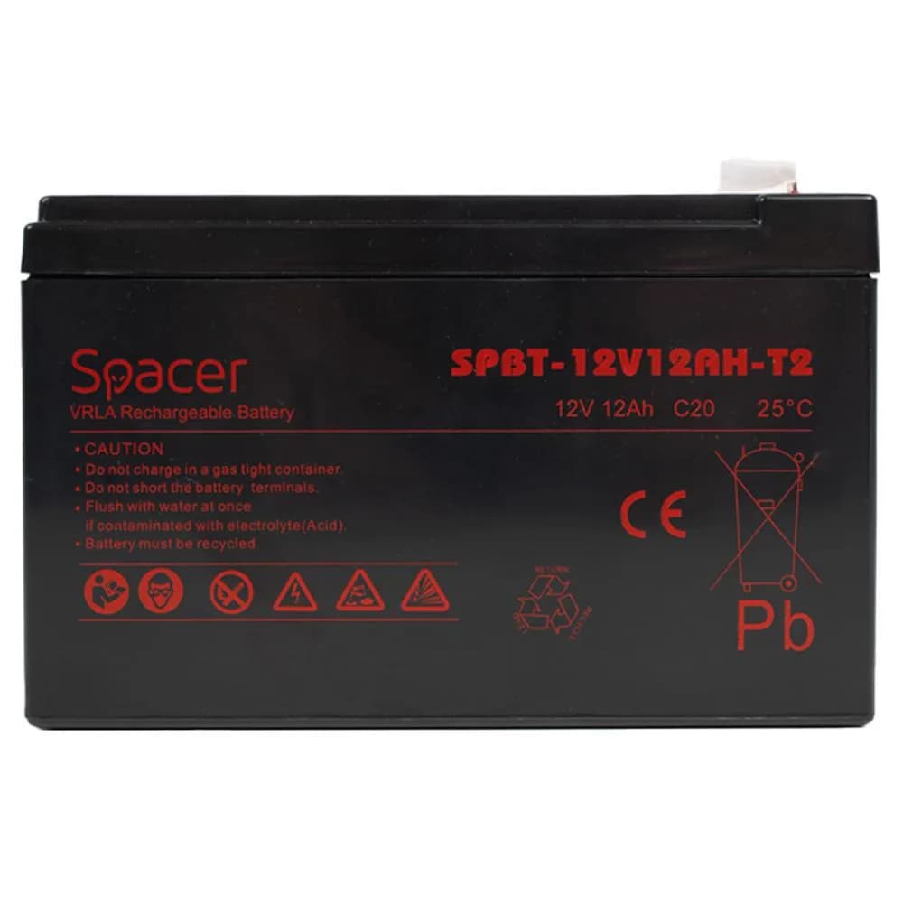 Acumulator UPS SPACER 12V/12Ah, negru — miniatură