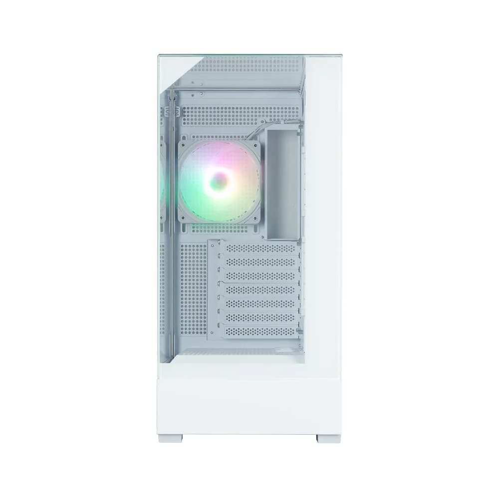 CARCASA Zalman "P40 Prism Plus", middle tower, gaming, fara sursa, suporta 9xfan, 4xfan inclus, PSU shroud, afisaj electronic, USB Type-C x 1, USB 3.1 gen1 x 2, audio+mic, 7 sloturi expansiune, alb, "P40 Prism Plus White" — miniatură