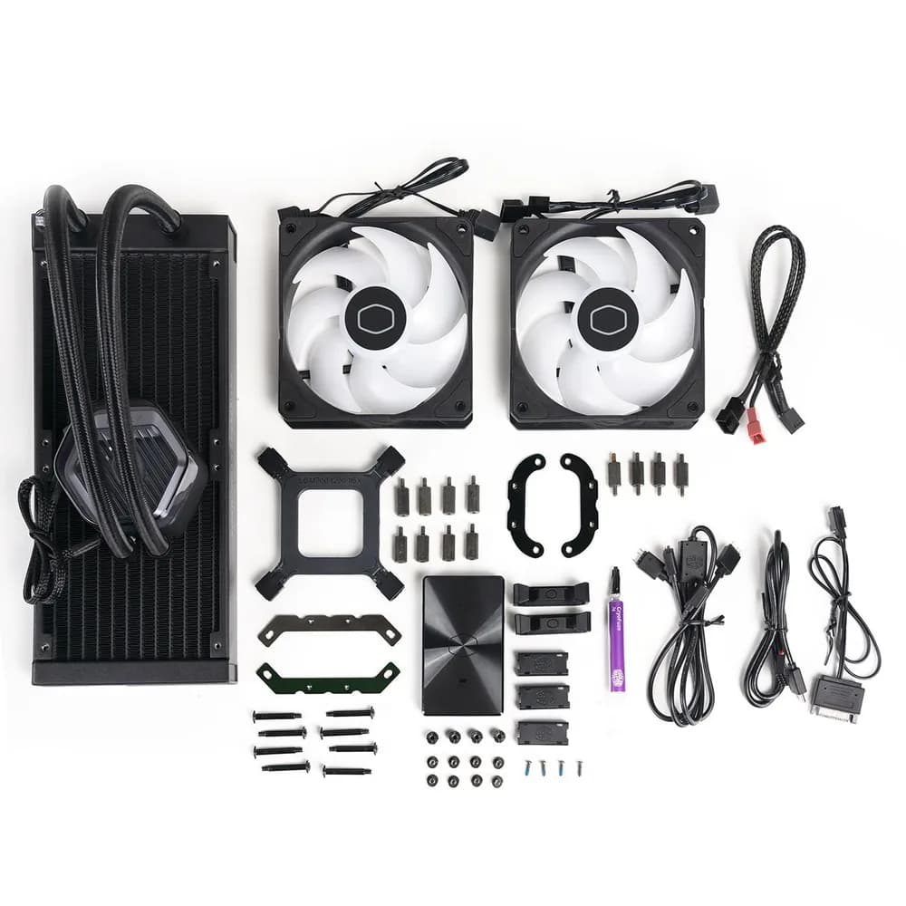 COOLER Cooler Master "MASTERLIQUID 240 ATMOS",racire lichid,skt. Intel LGA 1700/1200/115x,AMD AM5/AM4,radiator aluminiu,pompa,2x120mm,2500rpm,4-pin,ARGB,negru "MLX-D24M-A25PZ-R1" — miniatură