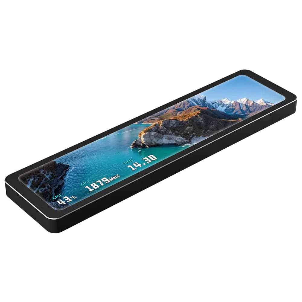 Afisaj digital Thermalright "Trofeo Vision LCD Black", ecran LCD secundar pentru carcasa PC, IPS 6.86", rezolutie 1280x480, USB Type-C, suport magnetic, compatibil software TRCC, negru, 187.2x72.1x21mm, "Trofeo Vision LCD Black" — miniatură