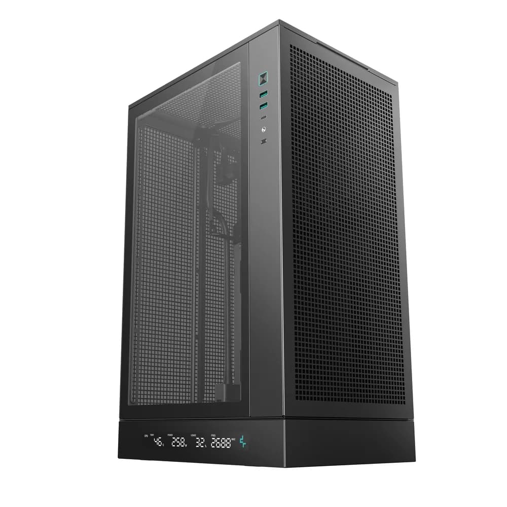CARCASA DeepCool "CH270 DIGITAL", mini tower, gaming, fara sursa, suporta 6xfan, USB Type-C x 1, USB 3.2 gen 1 x 2, audio+mic, 4 sloturi expansiune, alb, "R-CH270-BKNDM0-G-1" — miniatură