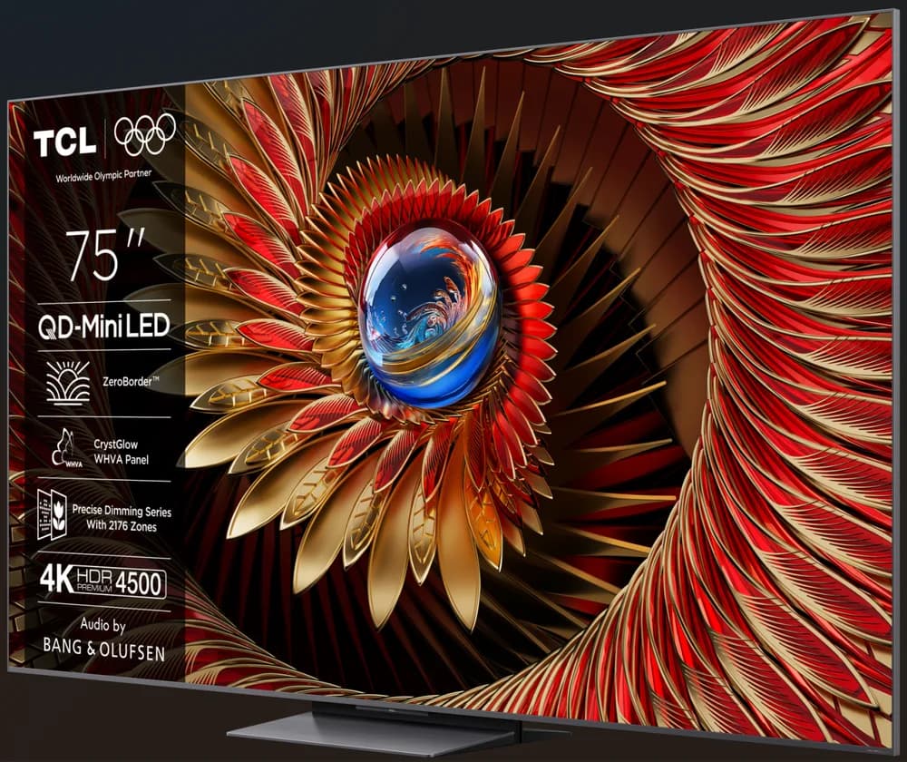 Televizor TCL QD-MiniLED 75Q8C, 189 cm, Smart Google TV, 4K Ultra HD, 144Hz, Bang & Olufsen — miniatură