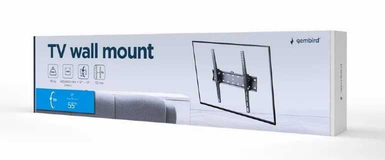 SUPORT de perete GEMBIRD, pt 1 TV/monitor, diag. max 32" - 55", inclinare, max 40 kg, "WM-55T-02" — miniatură