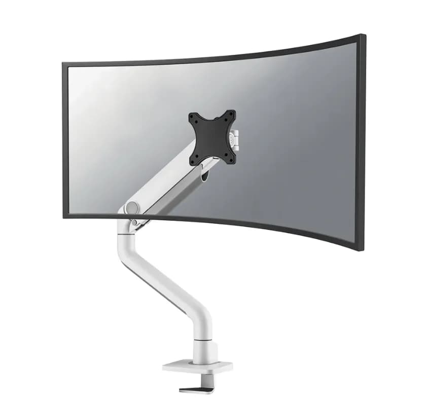 Brat monitor Neomounts DS70S-950WH1; pentru display-uri cu diagonale 17"-49", sistem de prindere VESA 75x75~100x100, greutate maxima suportata 18kg, full motion, tilt 90°, swivel 90°, rotate 180°, distanta fata de perete 119-656mm; gas spring; culoare alb.