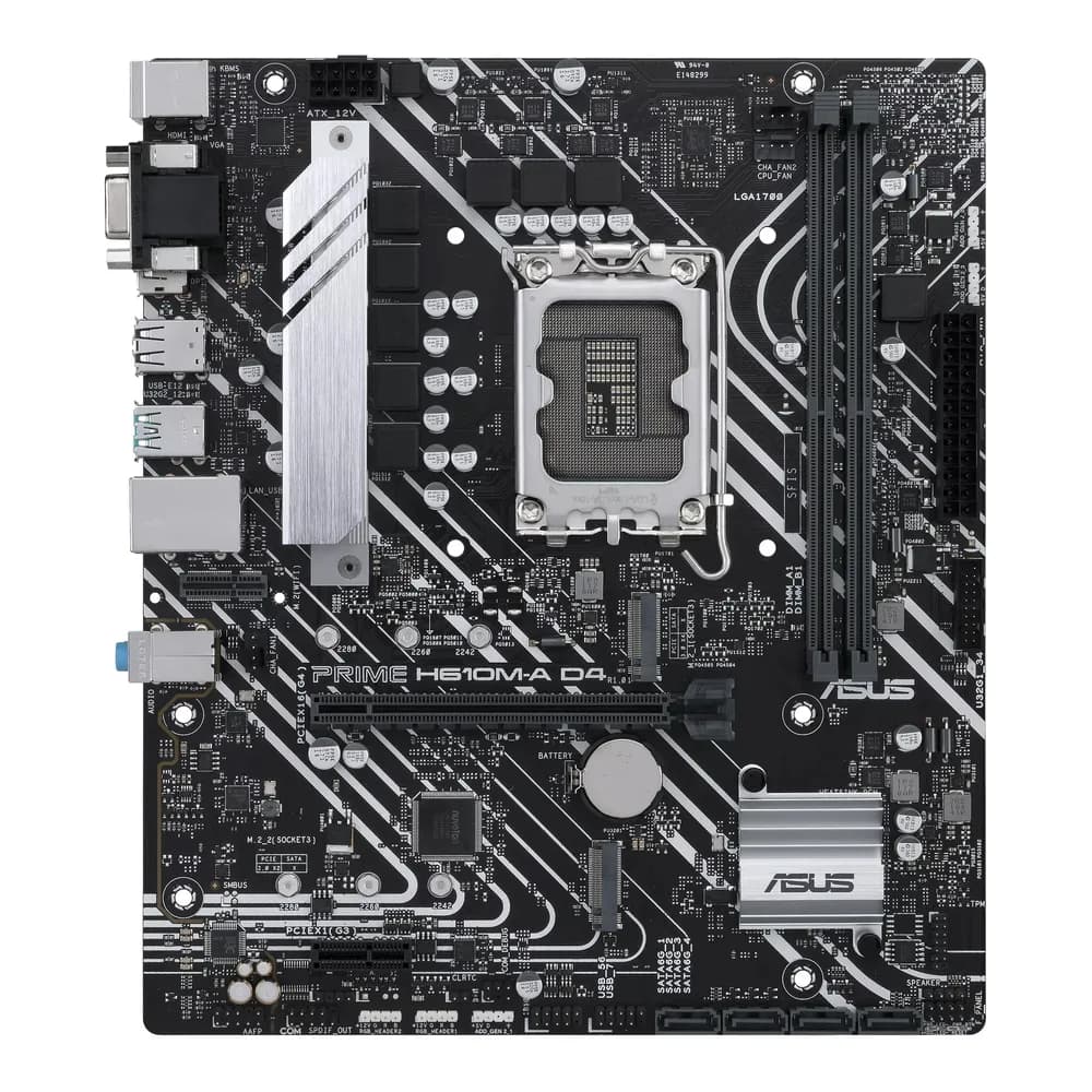 PLACA de BAZA Asus "PRIME H610M-A D4-CSM", skt LGA 1700, mATX, Intel H610, 2 x DDR4, max. 64 GB, 4 x SATA, 2 x M.2, 7.1, "PRIME H610M-A D4-CSM"