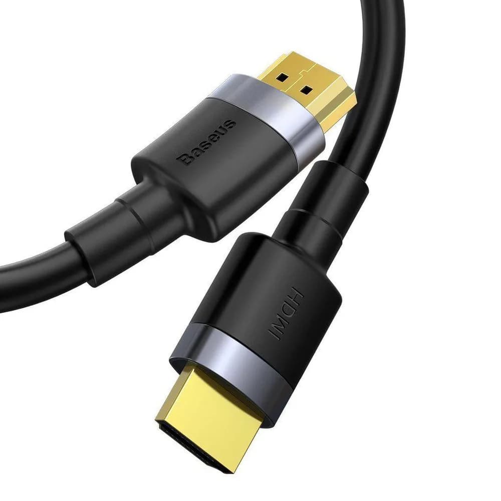 CABLU video Baseus Cafule, HDMI (T) la HDMI (T), rezolutie maxima 4K UHD (3840 x 2160) la 60 Hz, conectori auriti, 1m, negru — miniatură
