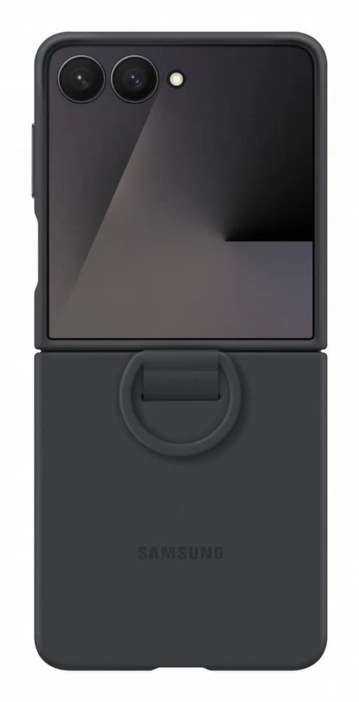 Husa Galaxy Z Flip 7 - Capac protectie spate Silicone Case cu inel, Negru "EF-PF766TBEGWW" — miniatură