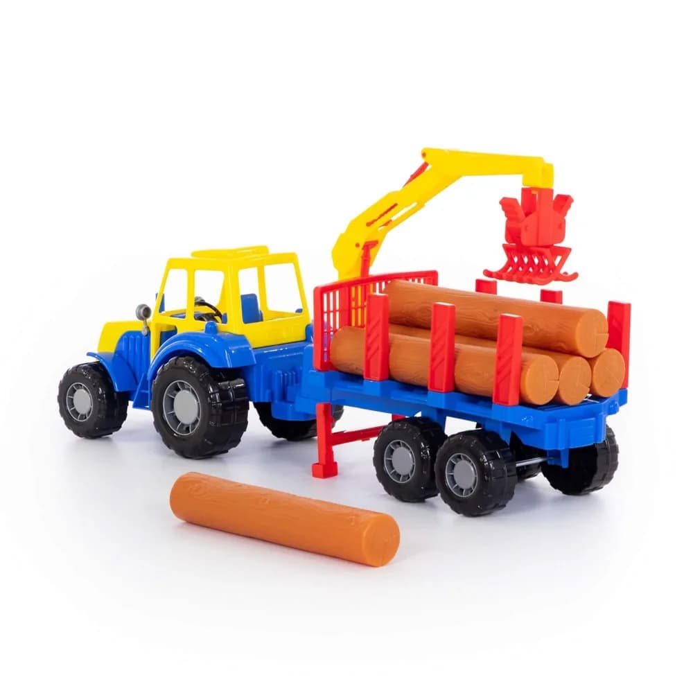 Tractor cu remorca + lemne - Altay, 61x17x25 cm, Polesie — miniatură