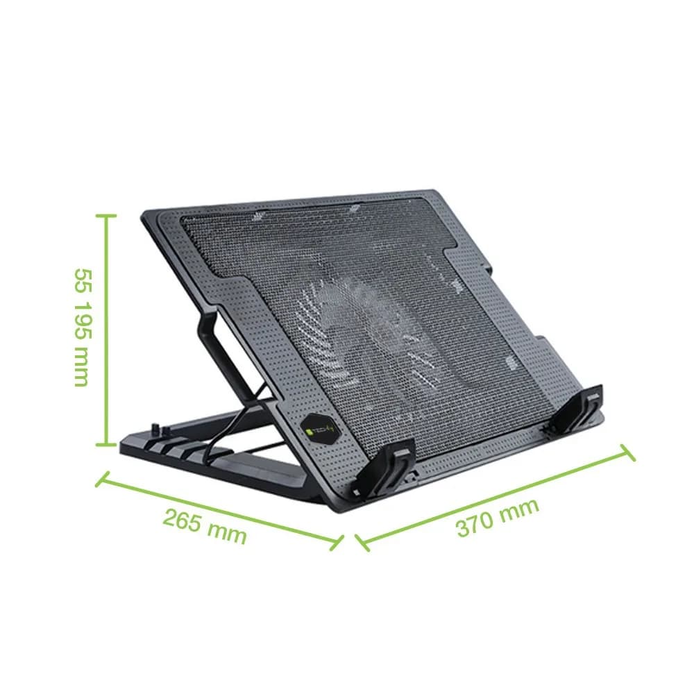 Suport pentru laptop cu sistem de racire, ergonomic, reglabil, iluminat led, 17.3 inch maxim, Negru, Techly, ICOOL-CP12TY "ICOOL-CP12TY" — miniatură