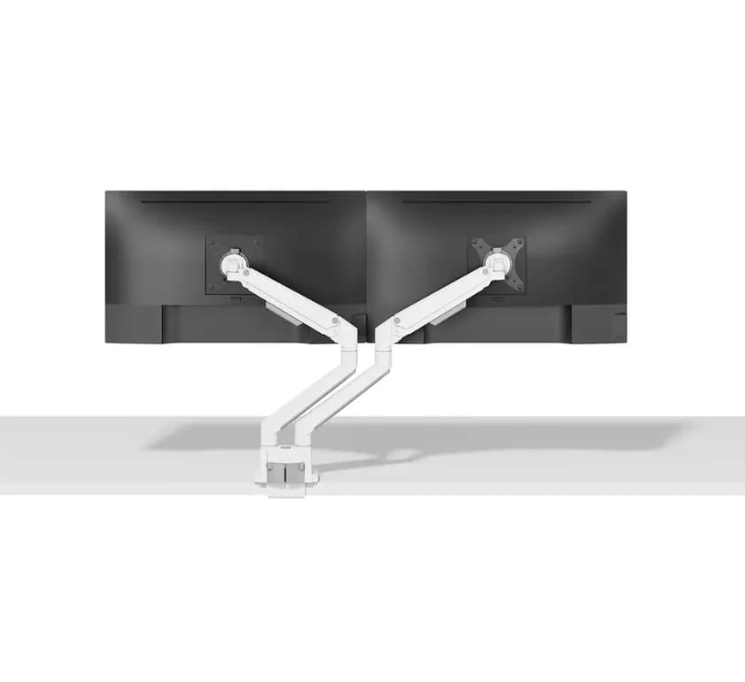 Brat dublu monitor Neomounts DS70-250WH2; pentru display-uri cu diagonale 17"-32", sistem de prindere VESA 75x75~100x100, greutate maxima suportata 9 - per ecrankg, full motion, tilt +45°, swivel 90°, rotate 180°; gas spring; culoare argintiu. — miniatură