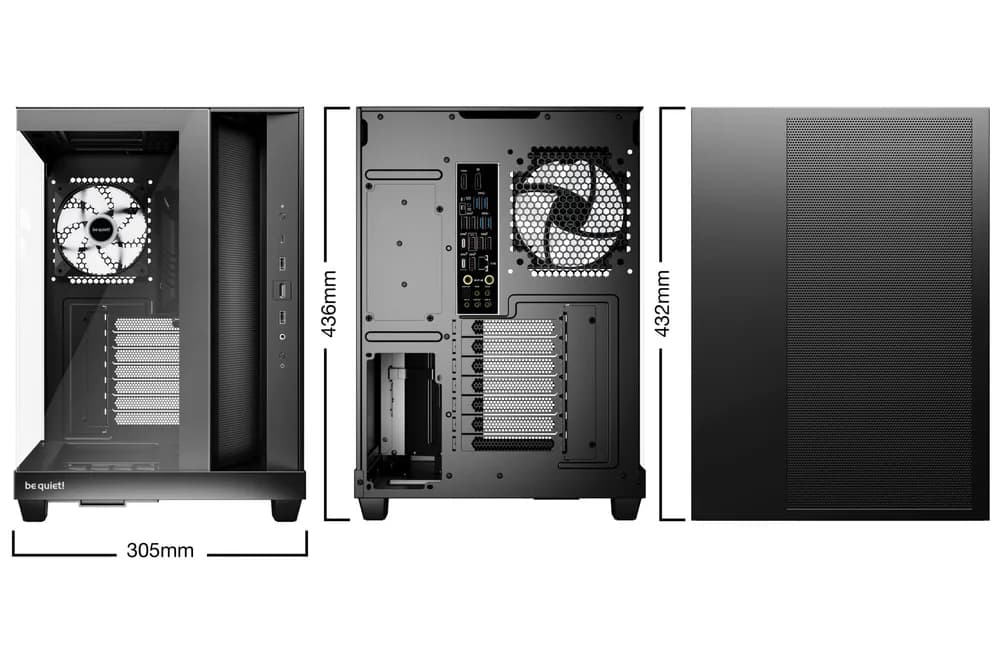 CARCASA be quiet "Light Base 500 LX Black", middle tower, gaming, fara sursa, suporta 10xfan, 4xfan inclus, USB Type-C x 1, USBx2, audio+mic, 7 sloturi expansiune, negru, "BGW85" — miniatură