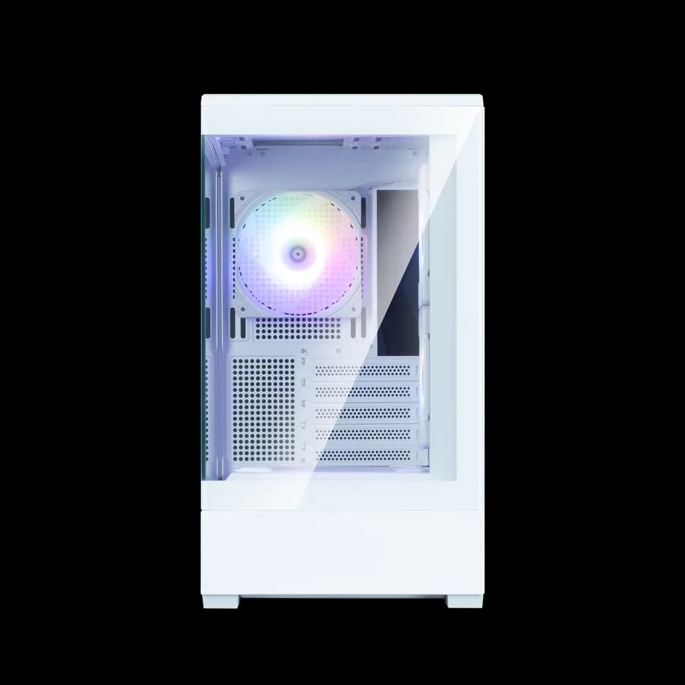 CARCASA Zalman "P30 v2", mini tower, gaming, fara sursa, suporta 9xfan, 3xfan inclus, PSU shroud, USB Type-C x 1, USB 3.1 gen1 x 1, audio+mic, 5 sloturi expansiune, alb, "P30 White V2" — miniatură