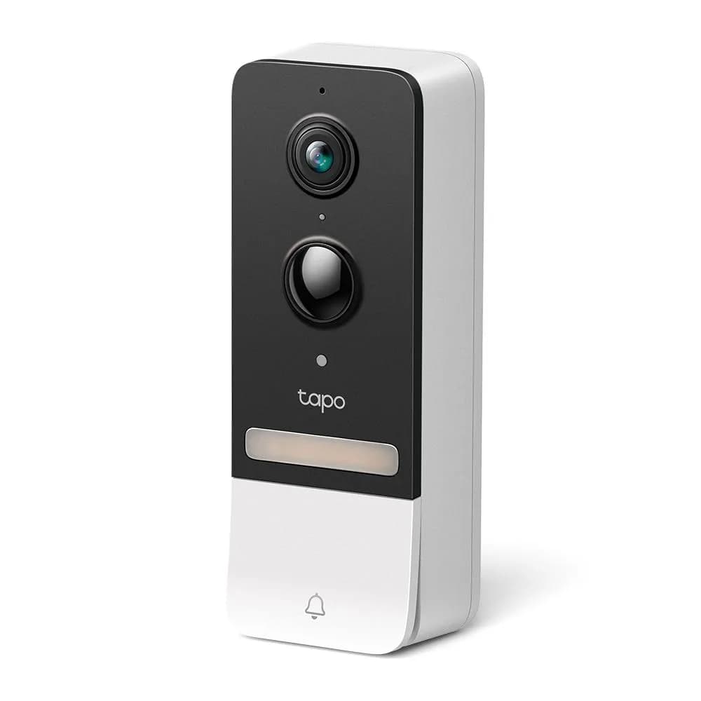 TP-Link Sonerie video smart TAPO D230S1, Senzor: 1/2.7“, Lentile F/NO: 2.1, IR pana la 7m, Rezistenta la ap: IP64, Unghi vizualizare: 160° pe diagonală, Rezolutie: 2K 5MP (2560 × 1920px), Compresie video: H.264, Microfon și difuzor încorporate, Standarde și Protocoale: IEEE 802.11b/g/n, 2.4 GHz — miniatură