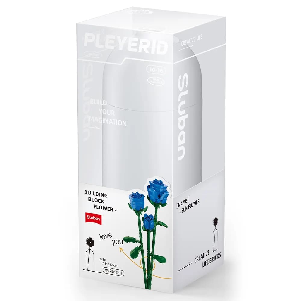 Set de Constructie Flowers, 238 piese, Trandafir Albastru - Sluban — miniatură