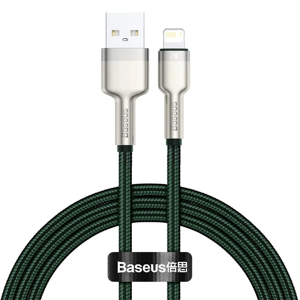 CABLU alimentare si date Baseus Cafule Metal, Fast Charging Data Cable pt. smartphone, USB la Lightning Iphone 2.4A, braided, 1m, verde "CALJK-A06" - 6953156202276