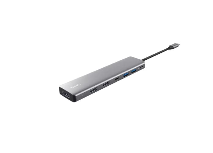 Hub USB Trust Dalyx 7-in-1, USB-C, 7 porturi, Gri — miniatură