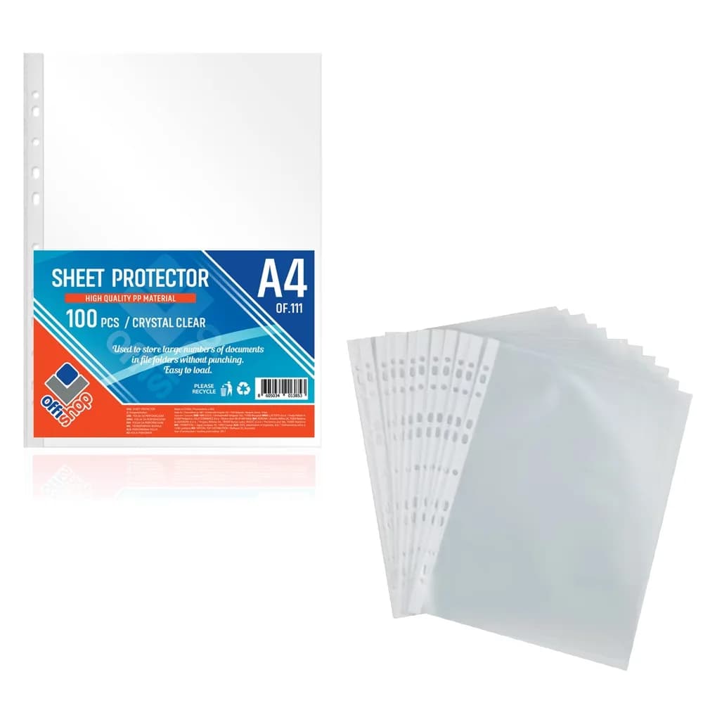 Folie protectie A4, Cristal, 80mic, 100 buc/set - OFFISHOP — miniatură