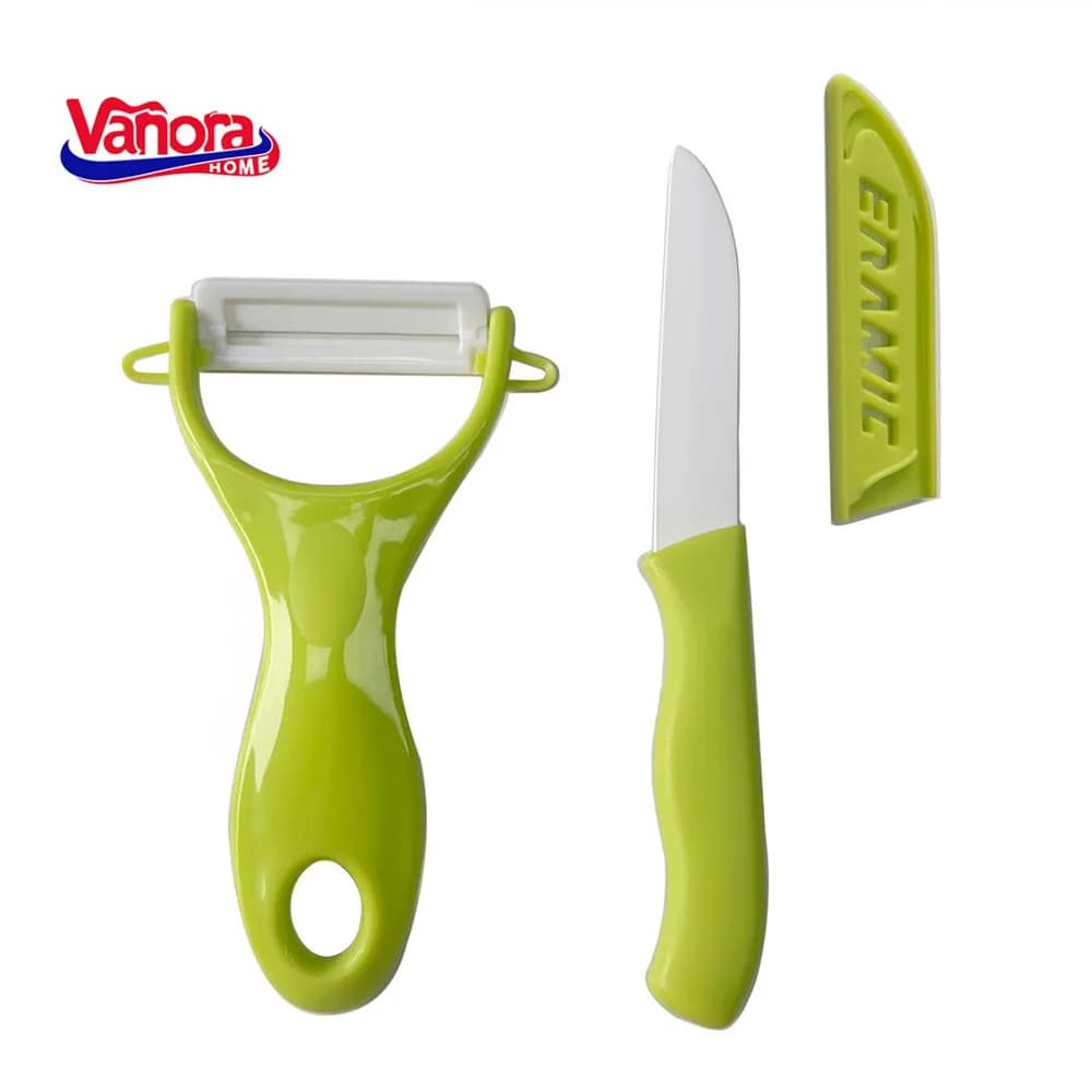 SET CUTIT 7CM+CURATATOR CERAMIC 13x7.6CM (mix 3 culori in bax - 4 rosii, 4 verzi, 4 negre) — miniatură