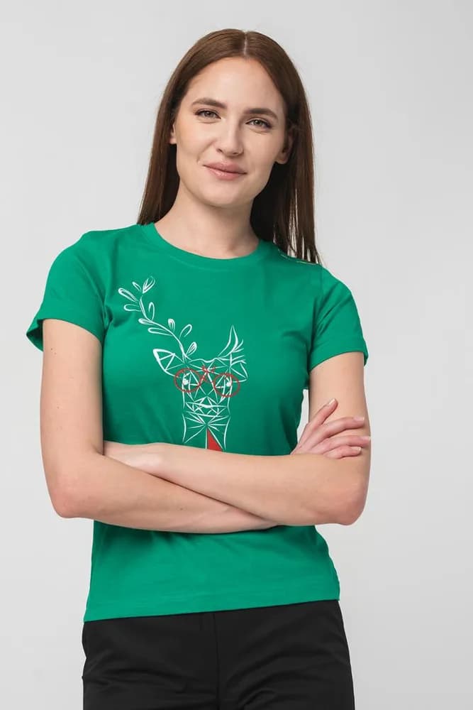 TRICOU CERB FAMILIE FEMEI K GREEN-M — miniatură
