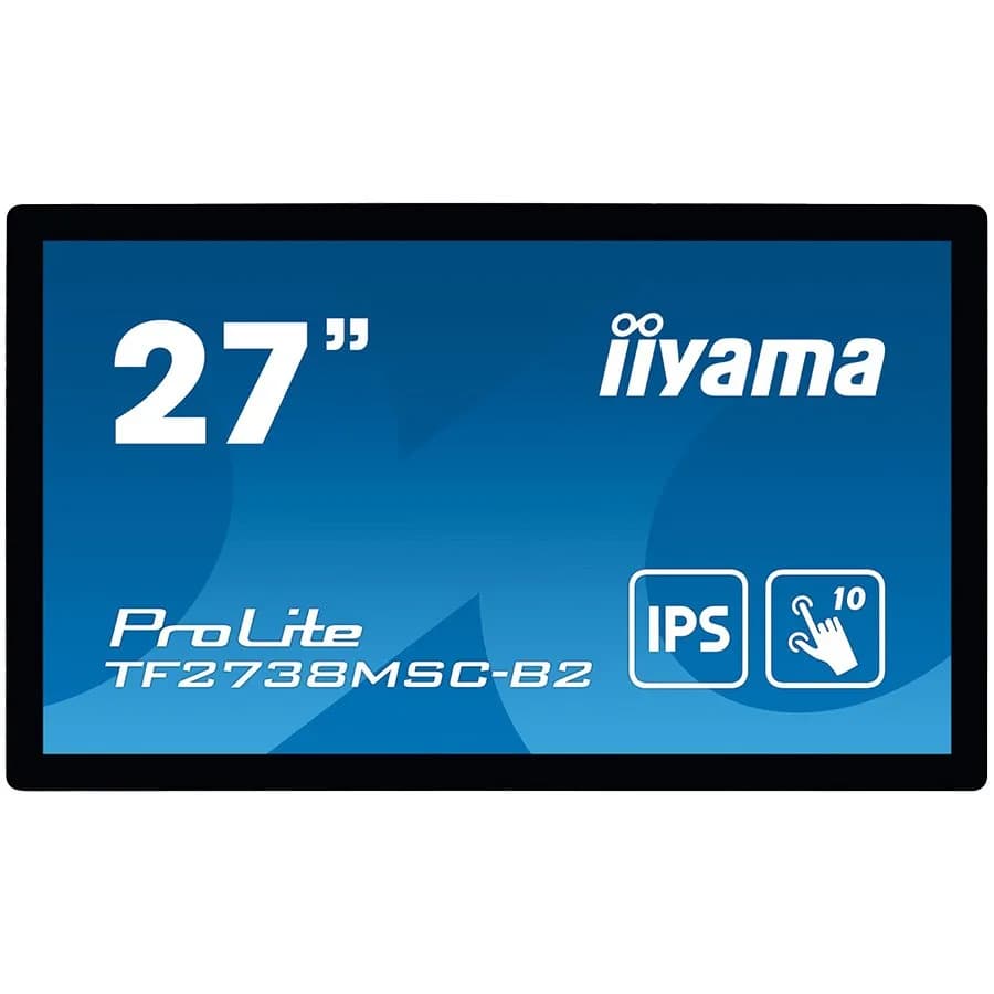 IIYAMA Monitor 27" PCAP Bezel Free 10-Points Touch, 1920x1080, IPS panel,DVI,HDMI,DP,425cd/mp,1000:1,5ms,Landscape,Portrait or Table mount,2x3W, MultiTouch "TF2738MSC-B2"