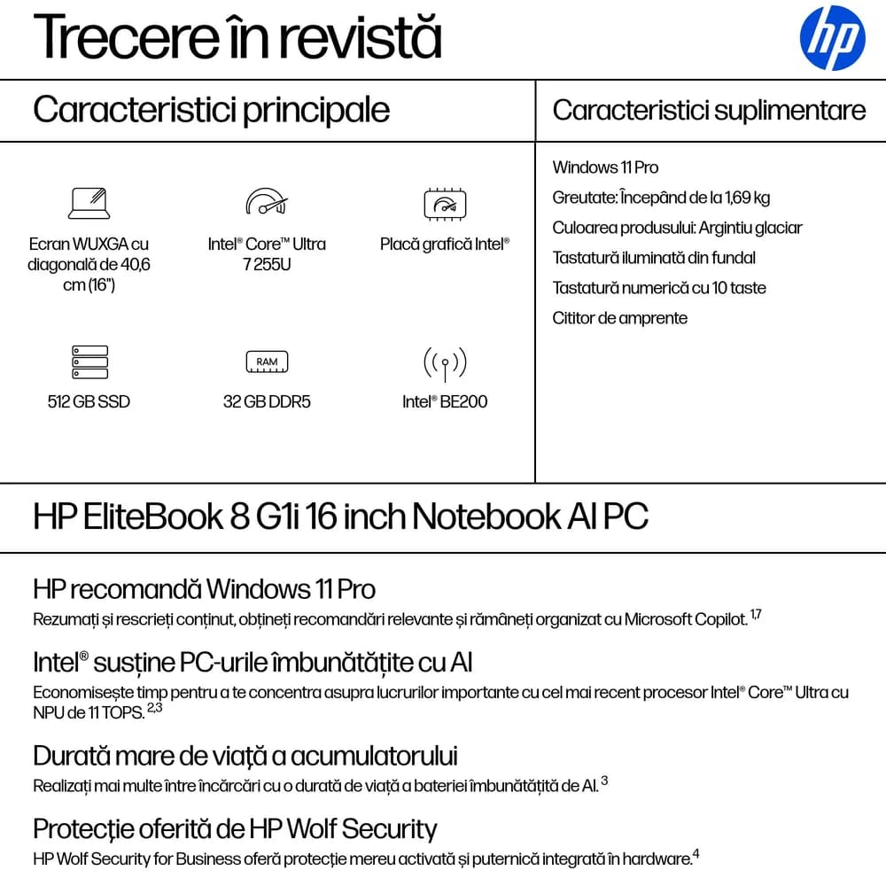 NB ELITEBOOK 8 G1I CU7-255U/16" 32/512GB W11P CA6Z9ET HP"CA6Z9ET" — miniatură