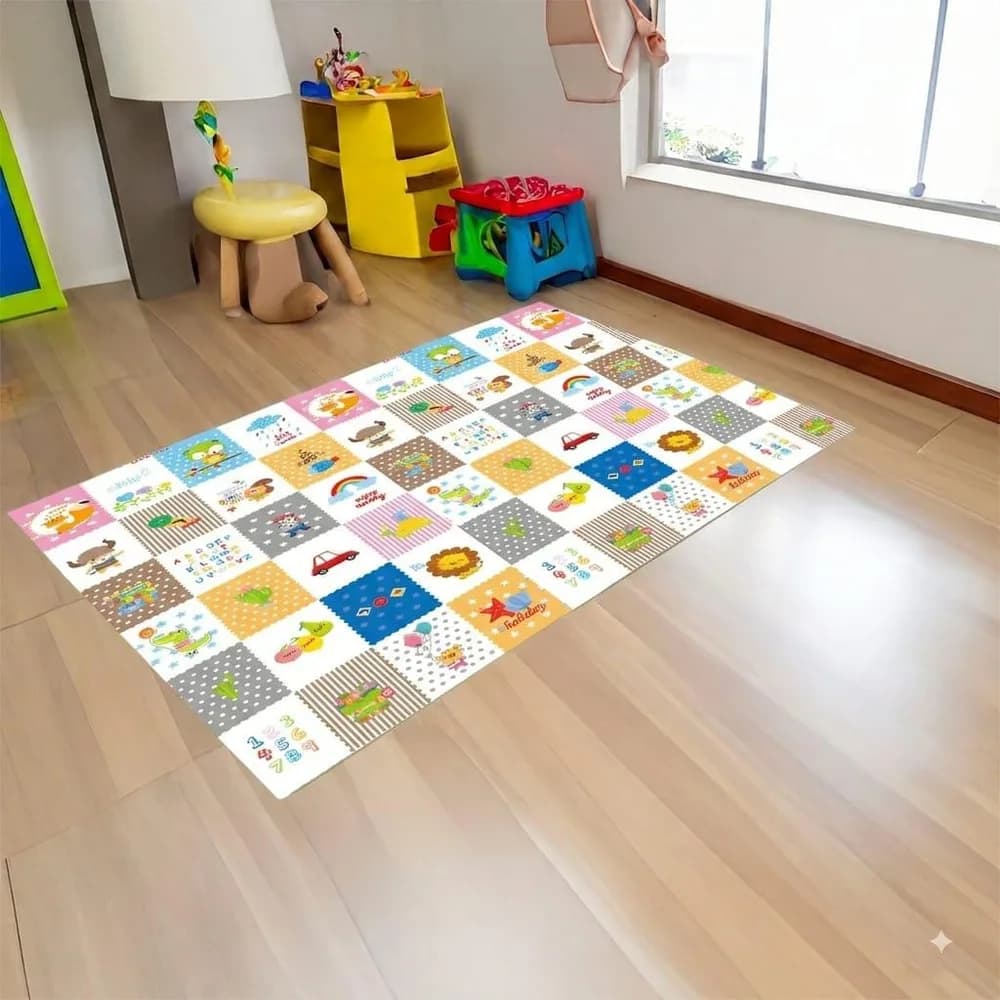 Covor de joaca pentru copii U-Grow, din spuma, pliabil, 2 fete, impermeabil, izolant, 180 x 120 x 1 cm, design educativ — miniatură
