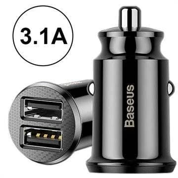 INCARCATOR auto Baseus Grain, 2 x USB Output 5V/3.1A, 15W total ambele porturi, pt. bricheta auto, negru "CCALL-ML01" - 6953156276512 — miniatură