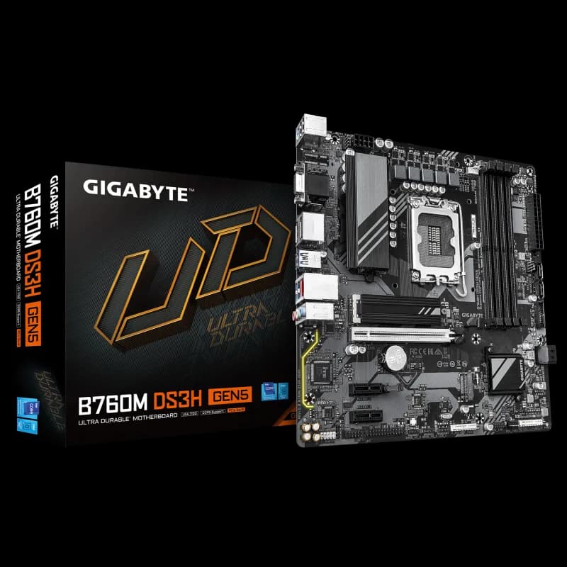 Placa de baza Gigabyte B760M DS3H GEN5, Socket 1700, DDR5, Micro-ATX
