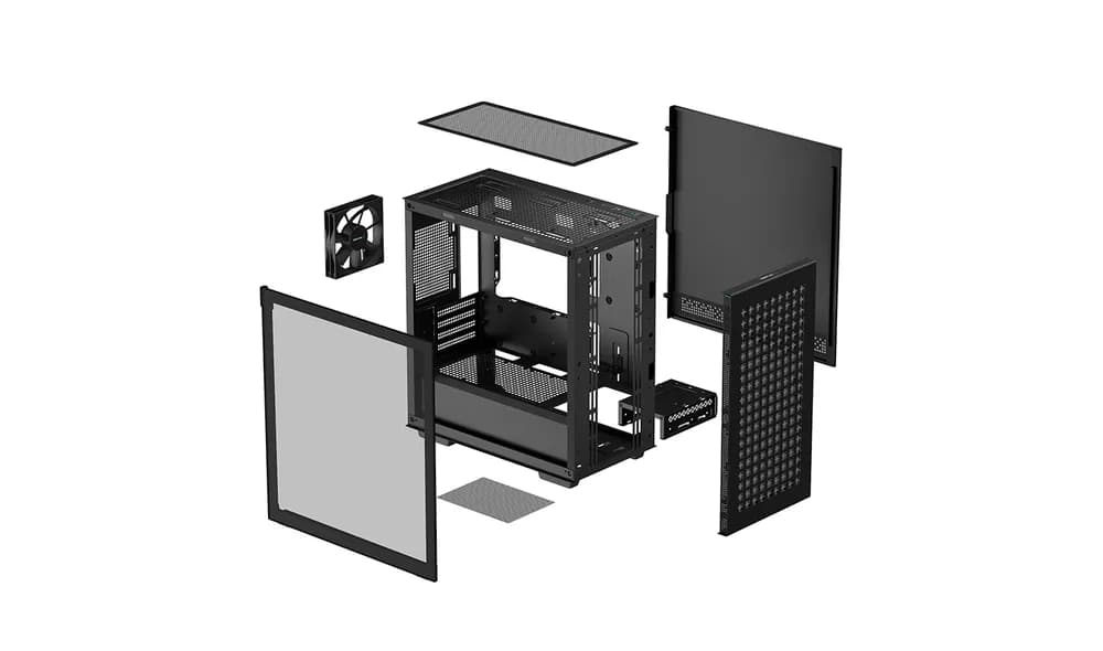CARCASA DEEPCOOL CH370, Micro ATX, fara sursa, sticla securizata, 1 x 120mm fan, USB 3.0 x 2, Jack 3.5mm x 1, black, "R-CH370-BKNAM1-G-1" — miniatură