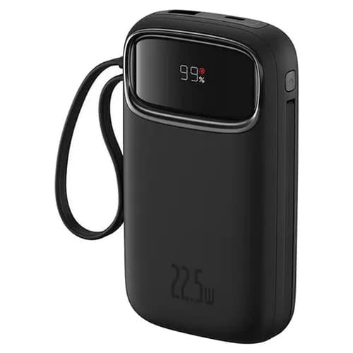 POWER BANK Baseus Qpow2 Dual-Cable, 20000mAh, PD 3.0 + QC 3.0 22.5W, 1 x USB; 1 x Iphone Lightning; 2 x USB Type-C, digital display pt. status baterie, total 2.4A, negru, "P10055002113-00" - 6932172636241