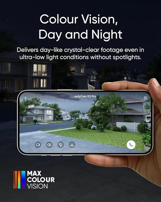 Camera supraveghere Anker "eufyCam S3 Pro", 8MP, 4K, Wi-Fi 2.4 GHz, bullet, wireless, color night vision si IR, smart AI, detectie miscare, IP67, compatibil cu HomeBase 3, "T81623W1" - 194644293888 — miniatură