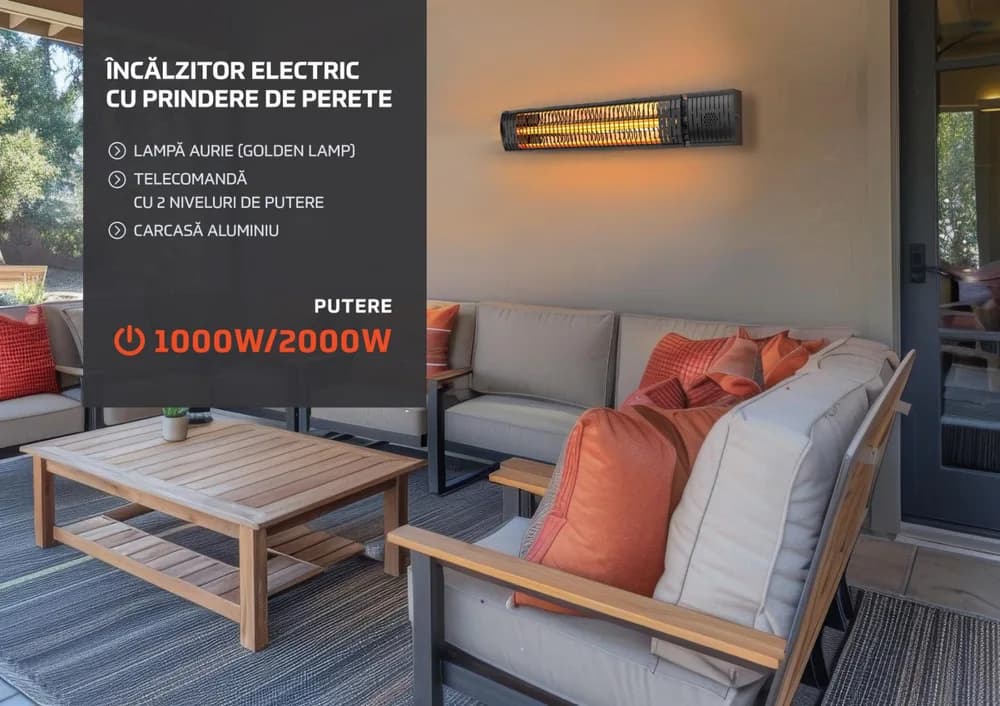 HEINNER Incalzitor electric cu prindere de perete 1000W/2000W — miniatură