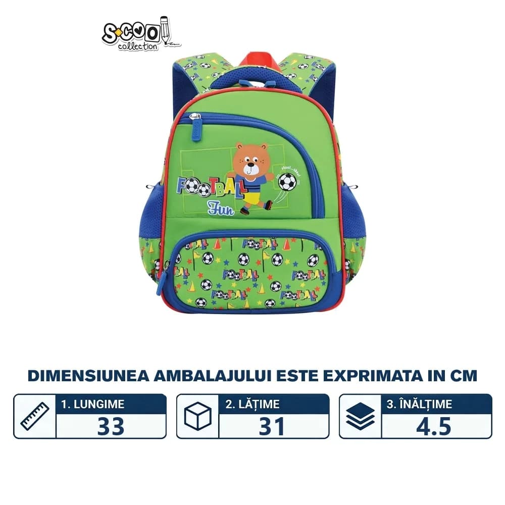 Ghiozdan gradinita, 30x25x14 cm, FOOTBALL FUN - S-COOL — miniatură