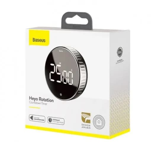 TIMER Baseus Heyo, display LED digital, setare prin rotatie, alarma sonora, magnet, 3 x baterii AAA(nu sunt incluse) "ACDJS-01" - 6953156216129 — miniatură