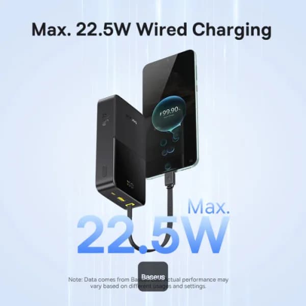 POWER BANK Baseus EnerFill FC51 Bipow2 Pro, 20000mAh, 22.5W, 1 x USB Type-C, 1 x USB, cablu integrat USB Type-C 22cm, negru, "E0027701" - 6932172691899 — miniatură